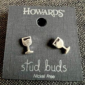 Howards nickel free earrings silver wine glasses studs
